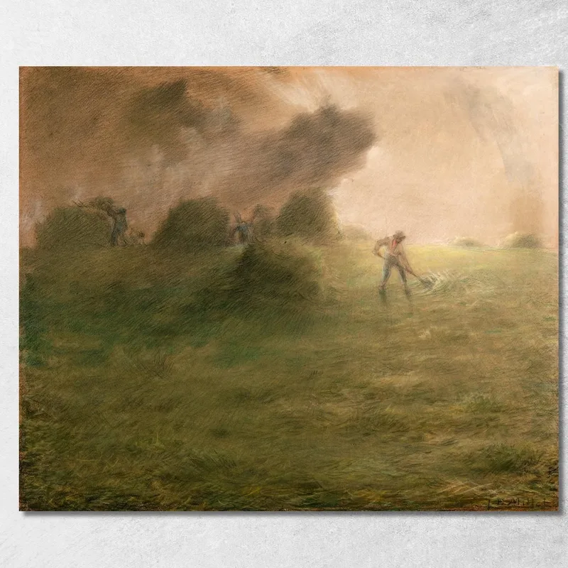 Una Tempesta Durante La Fienagione Jean-François Millet quadro stampa su tela