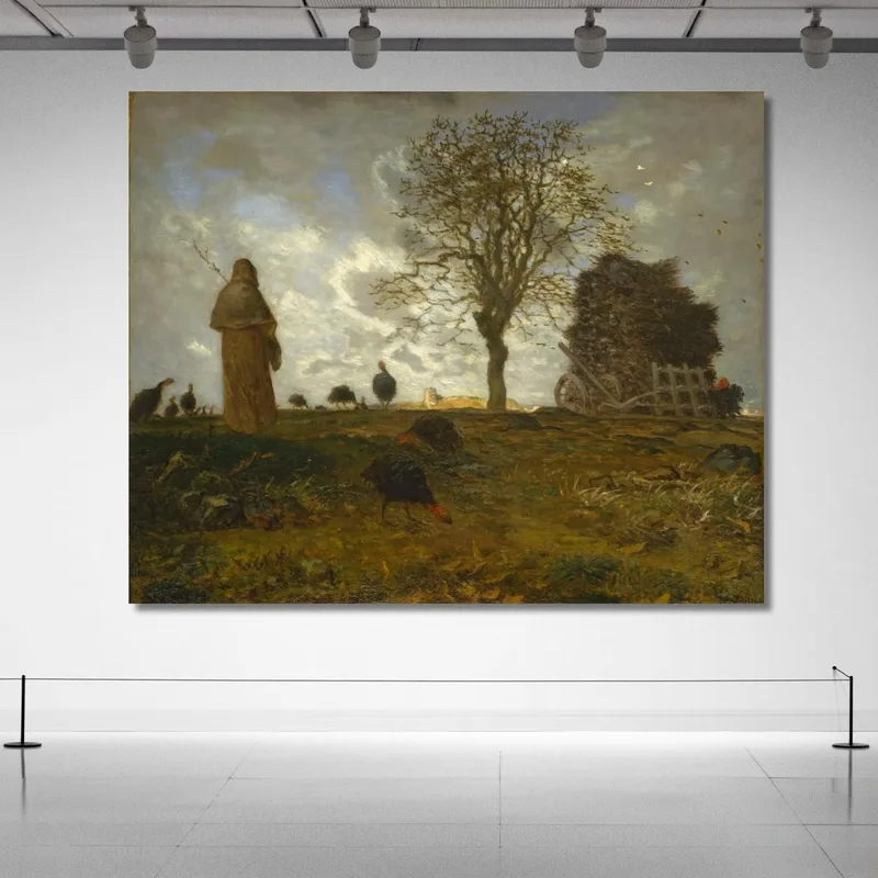 Herbstlandschaft Mit Einer Herde Truthähne Jean-François Millet