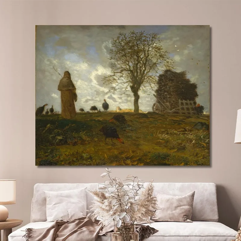 Herbstlandschaft Mit Einer Herde Truthähne Jean-François Millet