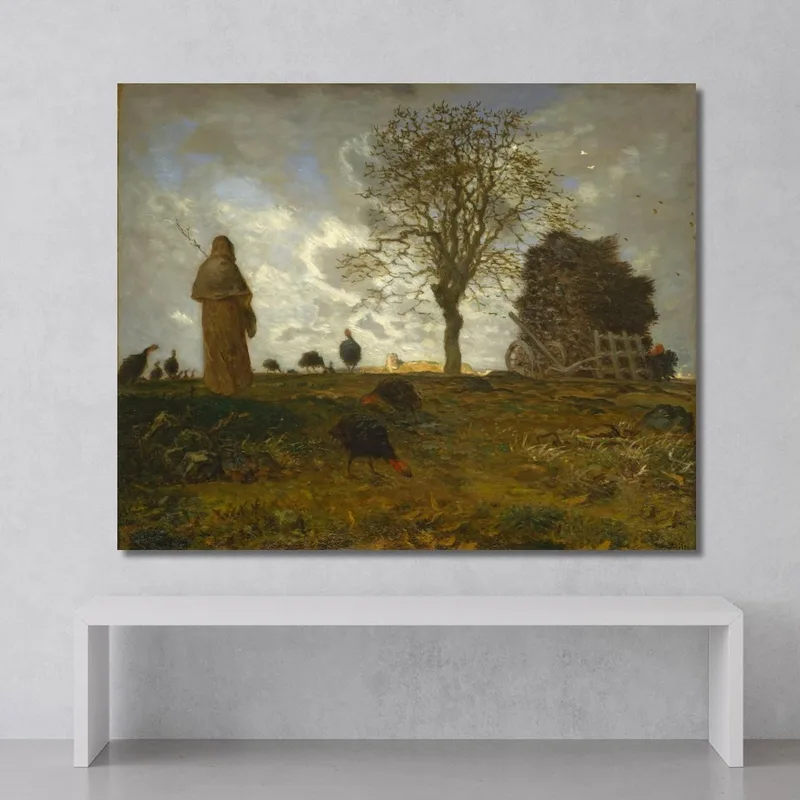 Herbstlandschaft Mit Einer Herde Truthähne Jean-François Millet