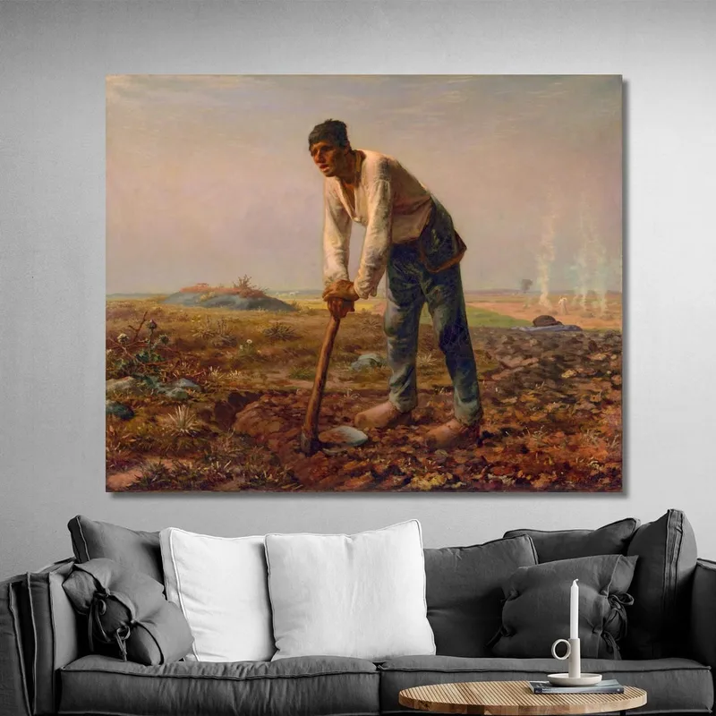 L'Uomo Con La Zappa Jean-François Millet quadro stampa su tela