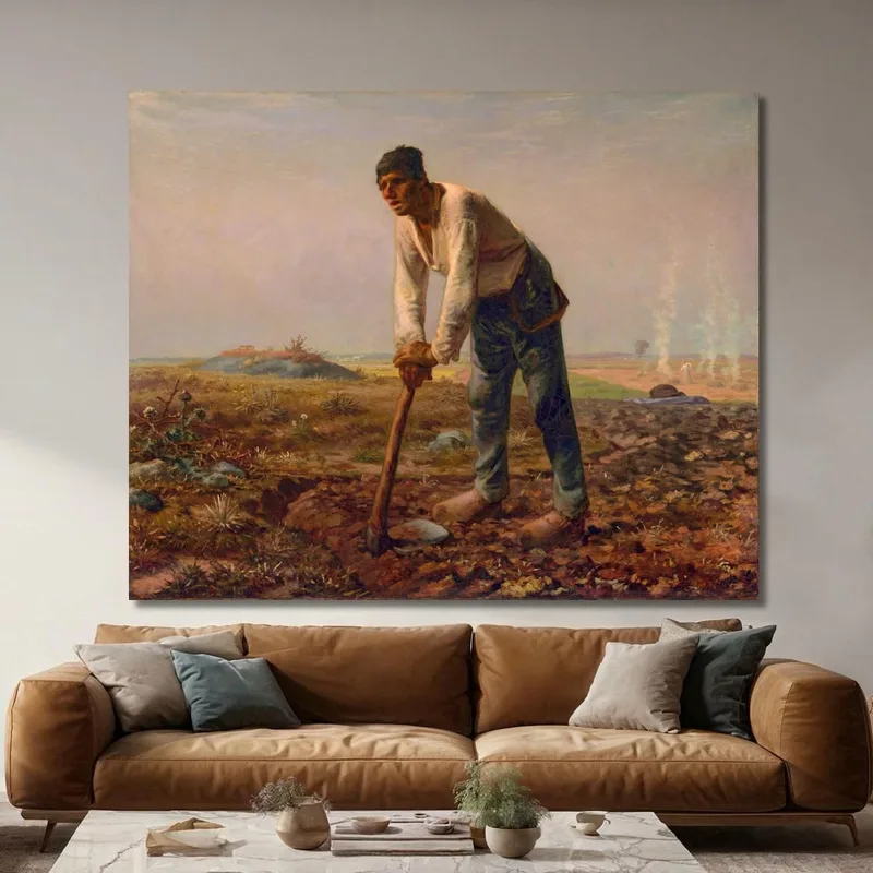 L'Uomo Con La Zappa Jean-François Millet quadro stampa su tela