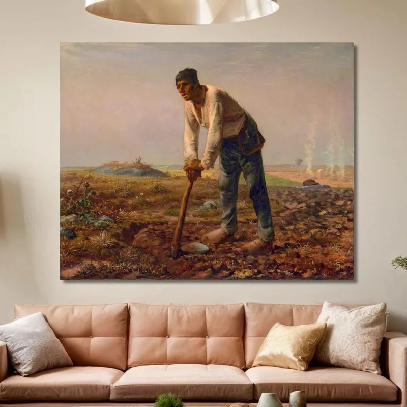 L'Uomo Con La Zappa Jean-François Millet quadro stampa su tela
