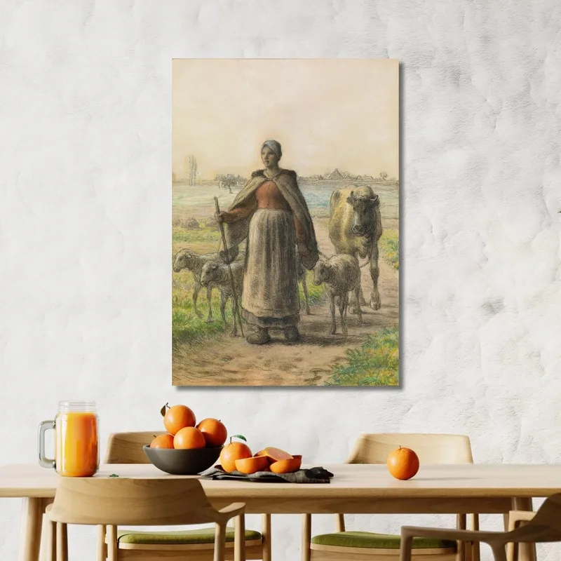 Eine Bäuerin Führt Ihre Kuh Und Ihre Schafe Auf Die Felder Jean-François Millet