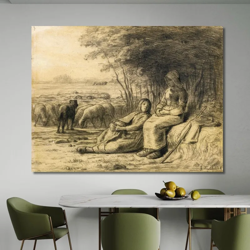 Zwei Hirtinnen Und Ihre Herde Jean-François Millet