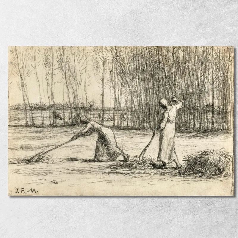 Due Donne Che Lavorano Il Fieno Jean-François Millet quadro stampa su tela