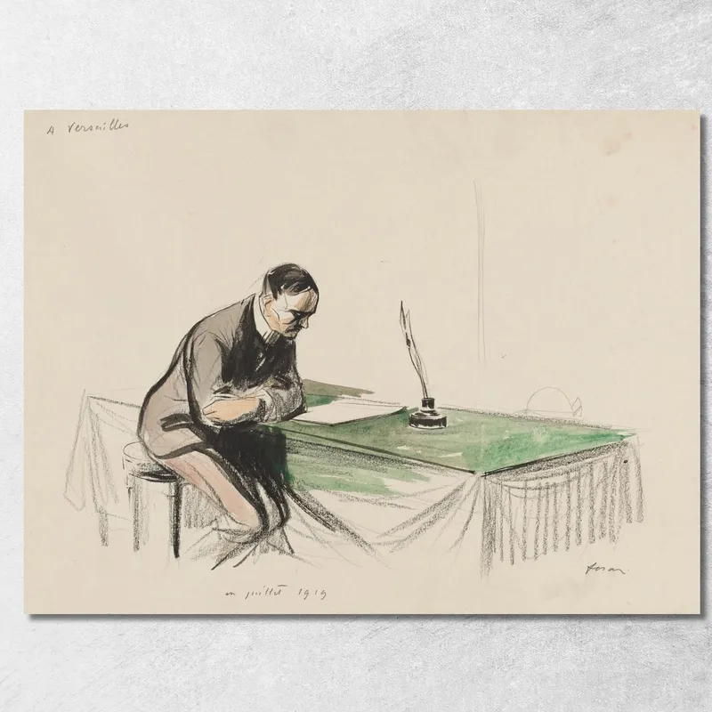 A Versailles, Luglio 1919 Jean-Louis Forain quadro stampa su tela