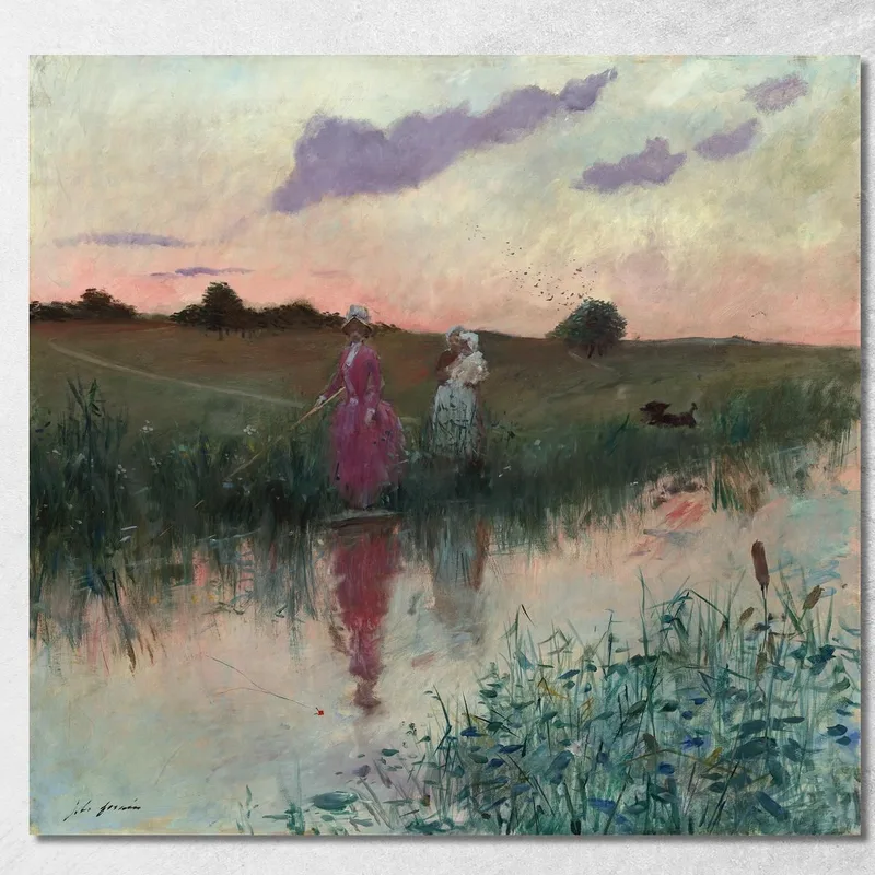 La Moglie Dell'Artista Che Pesca Jean-Louis Forain quadro stampa su tela