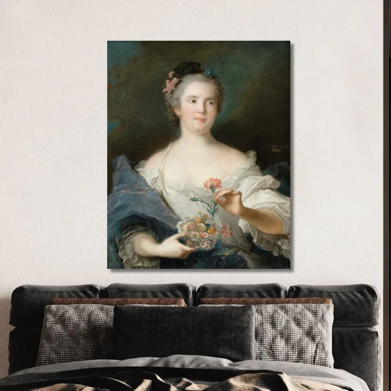Portrait Of A Lady Holding A Carnation Said To Be La Duchesse De Châteauroux Jean-Marc Nattier
