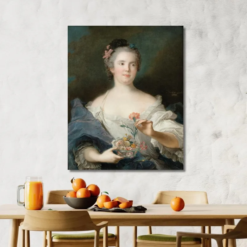 Portrait Of A Lady Holding A Carnation Said To Be La Duchesse De Châteauroux Jean-Marc Nattier