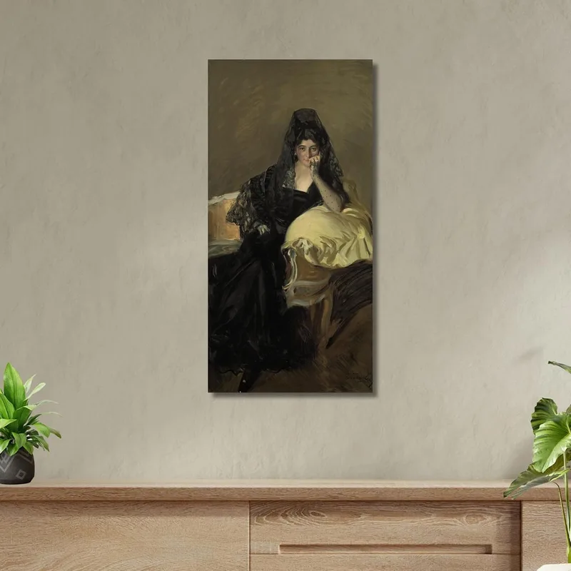 Portrait Of Señora De Urcola Wearing A Black Mantilla Joaquín Sorolla