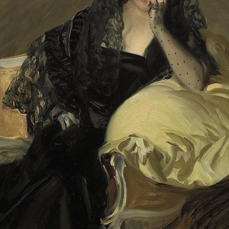 Portrait Of Señora De Urcola Wearing A Black Mantilla Joaquín Sorolla