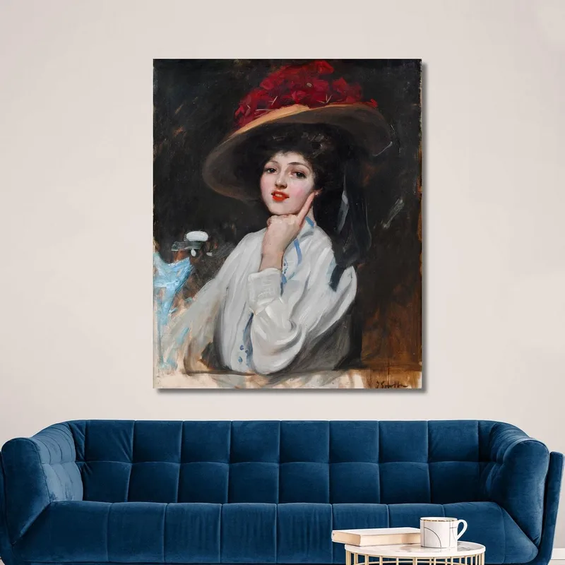 Portrait D'Une Jeune Fille Au Chapeau Croit Raquel Meller Joaquín Sorolla