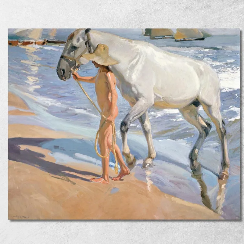 El Baño Del Caballo Joaquín Sorolla cuadro en lienzo