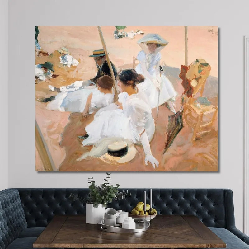 Unter Der Markise Am Strand Von Zarauz Joaquín Sorolla