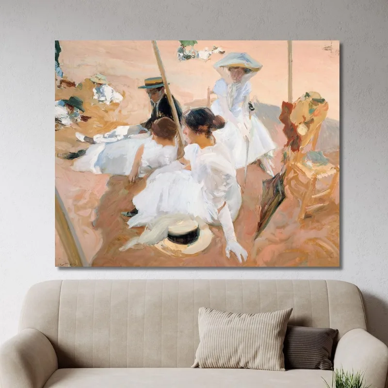 Unter Der Markise Am Strand Von Zarauz Joaquín Sorolla