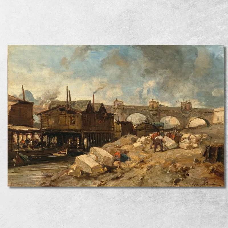 Bain Bateaux-Lavoirs Vicino A Pont-Neuf Johan Barthold Jongkind quadro stampa su tela