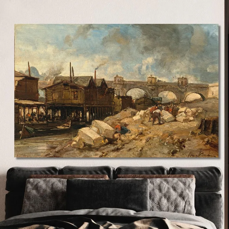 Bath Boats-Washhouses Near Pont-Neuf Johan Barthold Jongkind