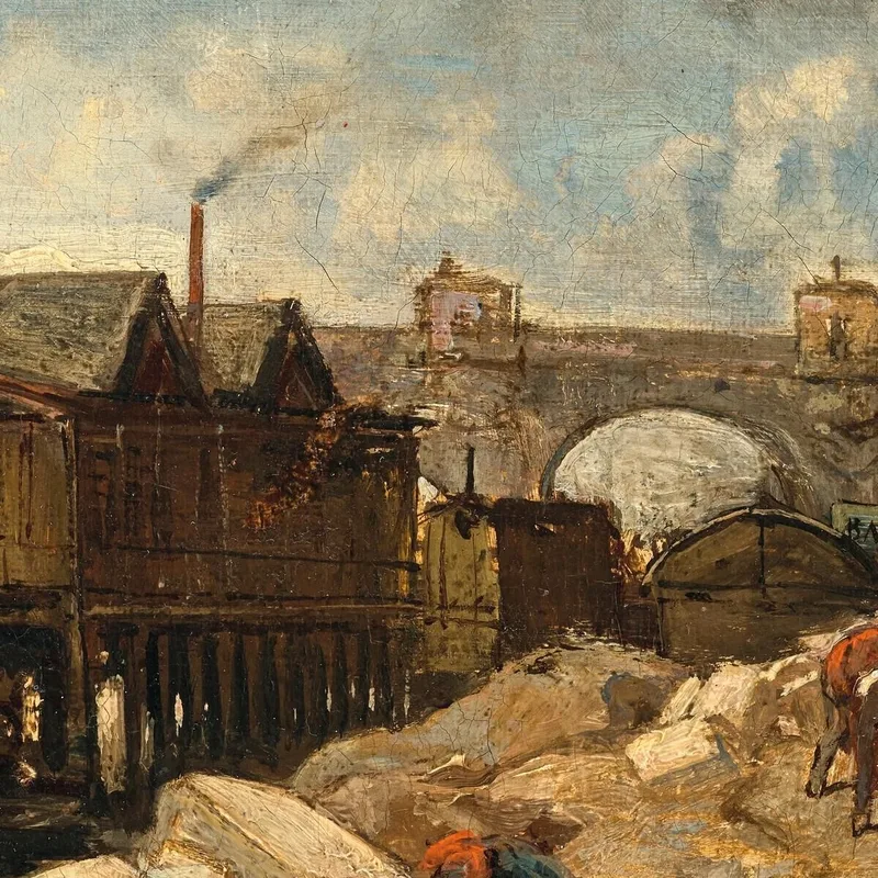 Bath Boats-Washhouses Near Pont-Neuf Johan Barthold Jongkind