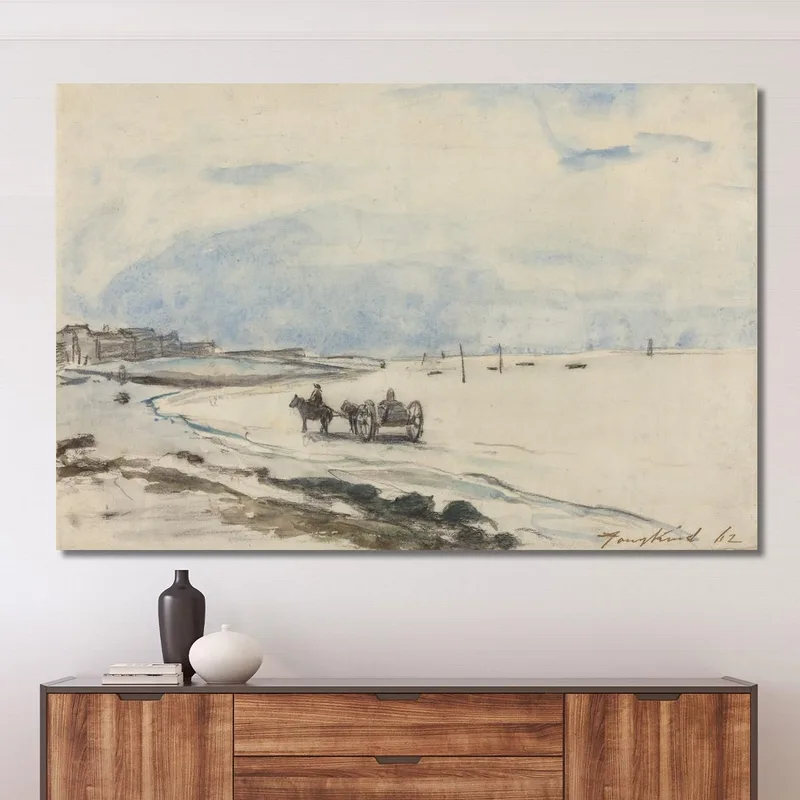 Wagen Am Strand Von Etretat Johan Barthold Jongkind