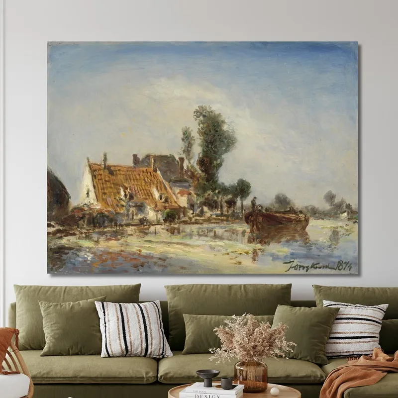 Houses On A Waterway Near Crooswijk Johan Barthold Jongkind