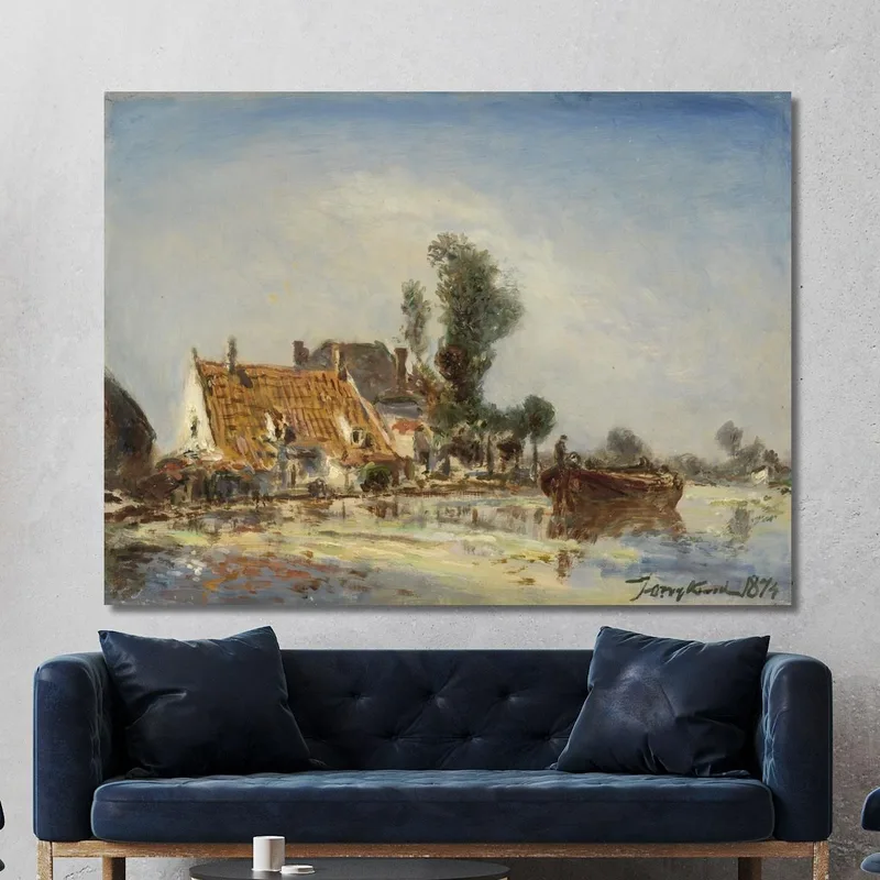 Houses On A Waterway Near Crooswijk Johan Barthold Jongkind