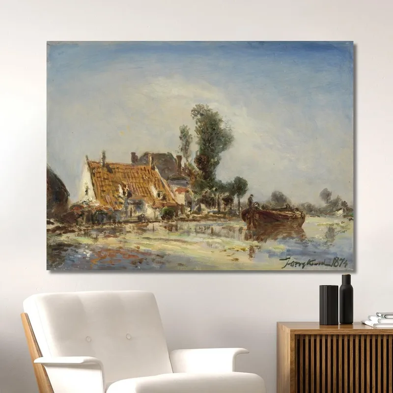 Houses On A Waterway Near Crooswijk Johan Barthold Jongkind
