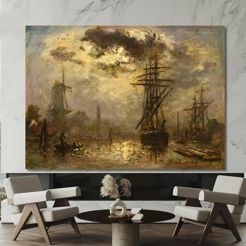 The Windmills Of Rotterdam Johan Barthold Jongkind
