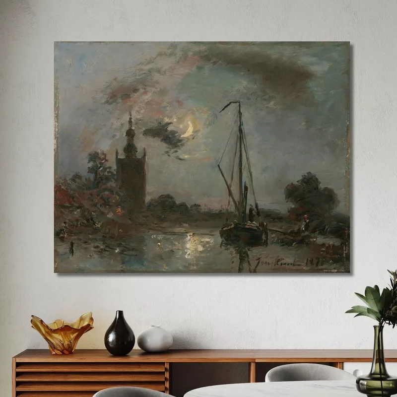 Overschie In The Moonlight Johan Barthold Jongkind