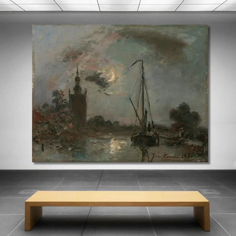 Overschie In The Moonlight Johan Barthold Jongkind