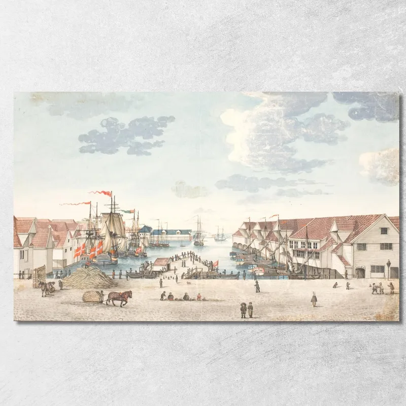 Brygge I Bergen Johan Christian Dahl canvas print