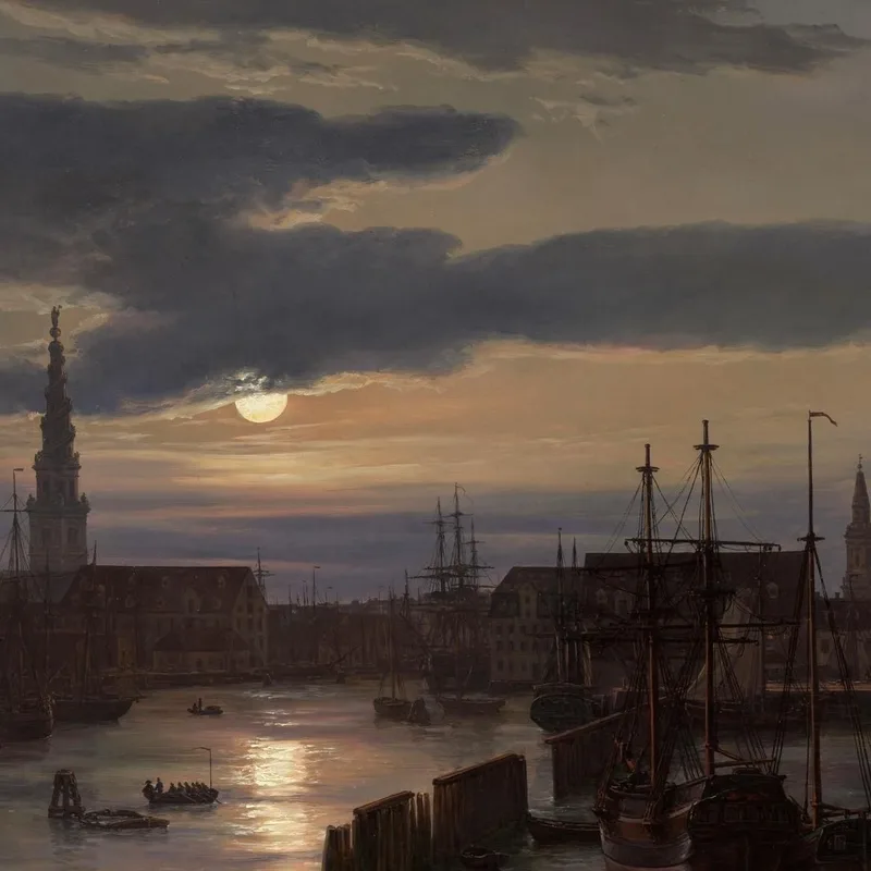 Kopenhagener Hafen Bei Mondlicht Johan Christian Dahl