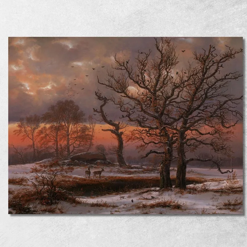 Danish Winter Landscape With Dolmen Johan Christian Dahl canvas print