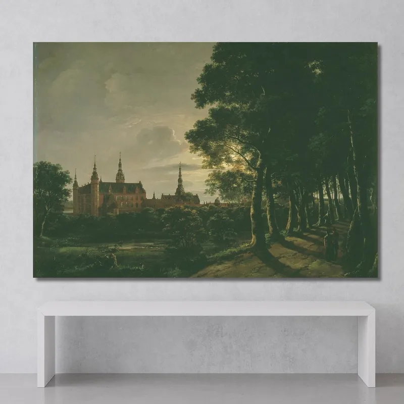 Frederiksborg Castle By Moonlight Johan Christian Dahl