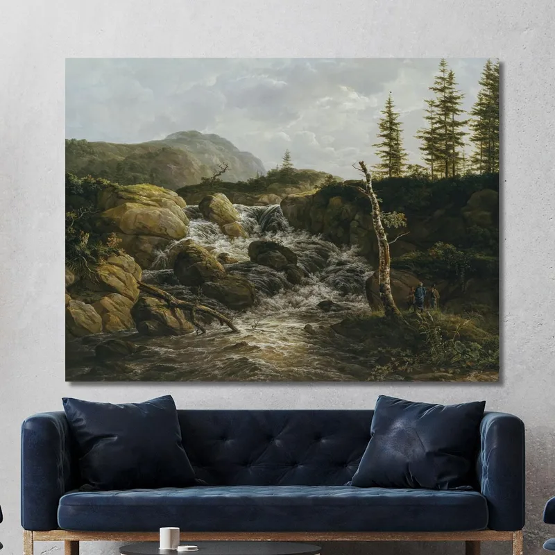 Gebirgslandschaft Mit Wasserfall Norwegen Johan Christian Dahl