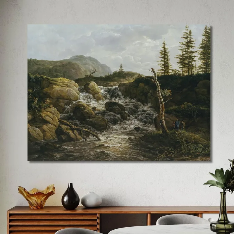 Gebirgslandschaft Mit Wasserfall Norwegen Johan Christian Dahl