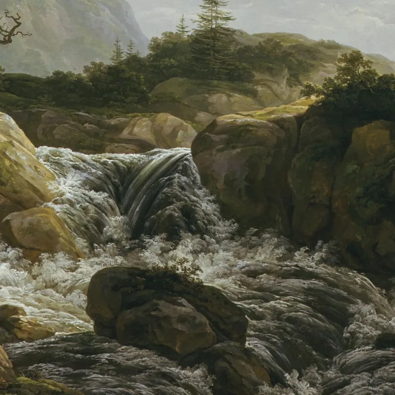 Gebirgslandschaft Mit Wasserfall Norwegen Johan Christian Dahl