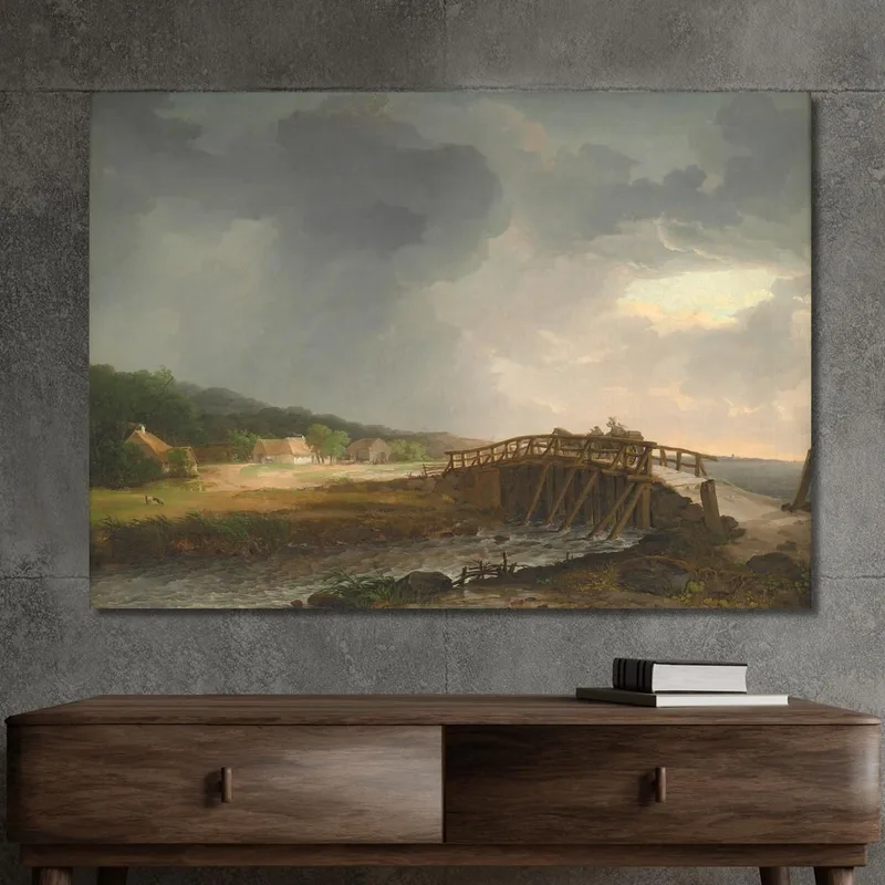 Le Pont Sur La Rivière Tryggevælde Avec Vue Sur Køge Zélande Johan Christian Dahl