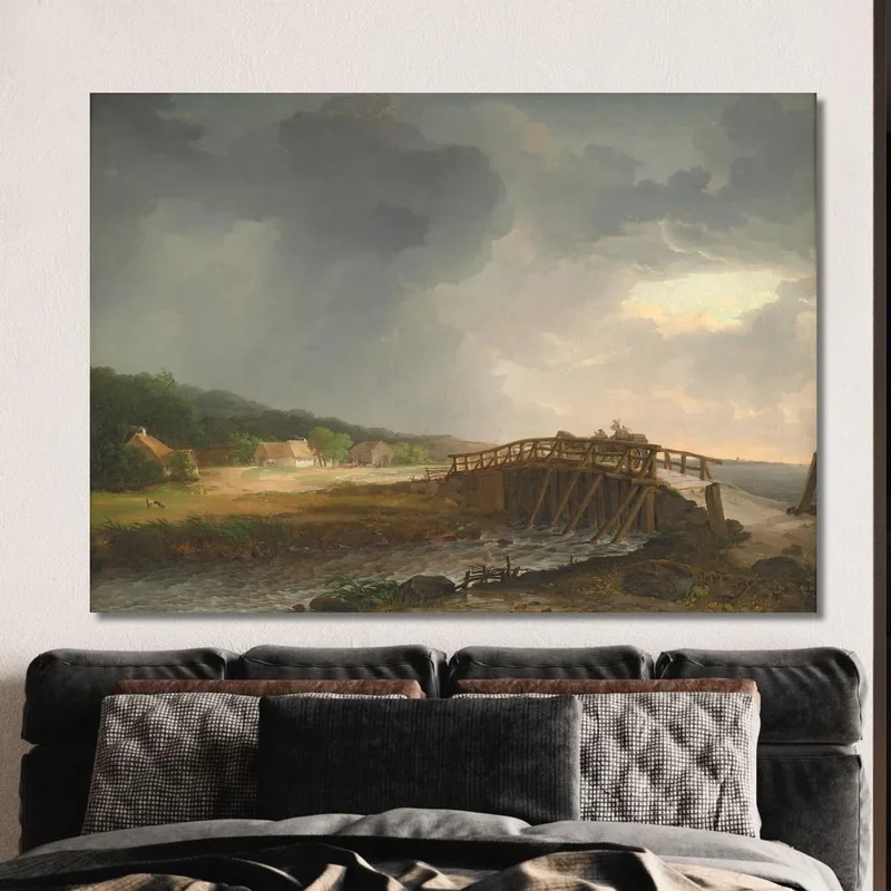 Le Pont Sur La Rivière Tryggevælde Avec Vue Sur Køge Zélande Johan Christian Dahl
