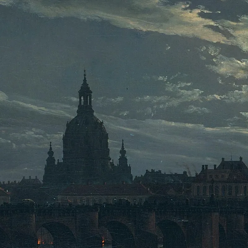 Veduta Di Dresda Al Chiaro Di Luna Johan Christian Dahl