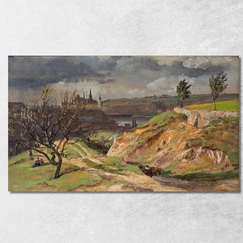 Veduta Di Meissen. Studio Johan Christian Dahl quadro stampa su tela