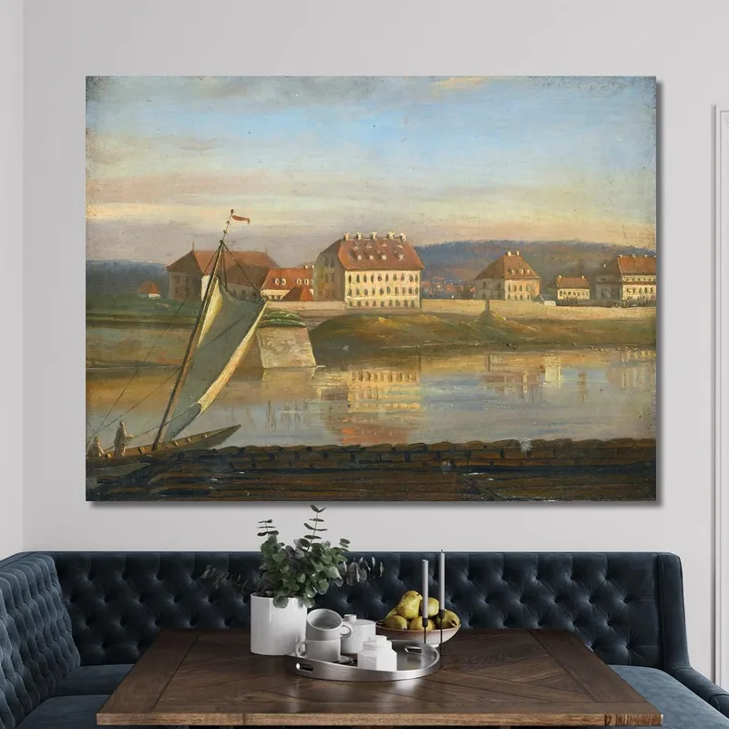 Blick Über Die Elbe Und Die Kaserne Johan Christian Dahl