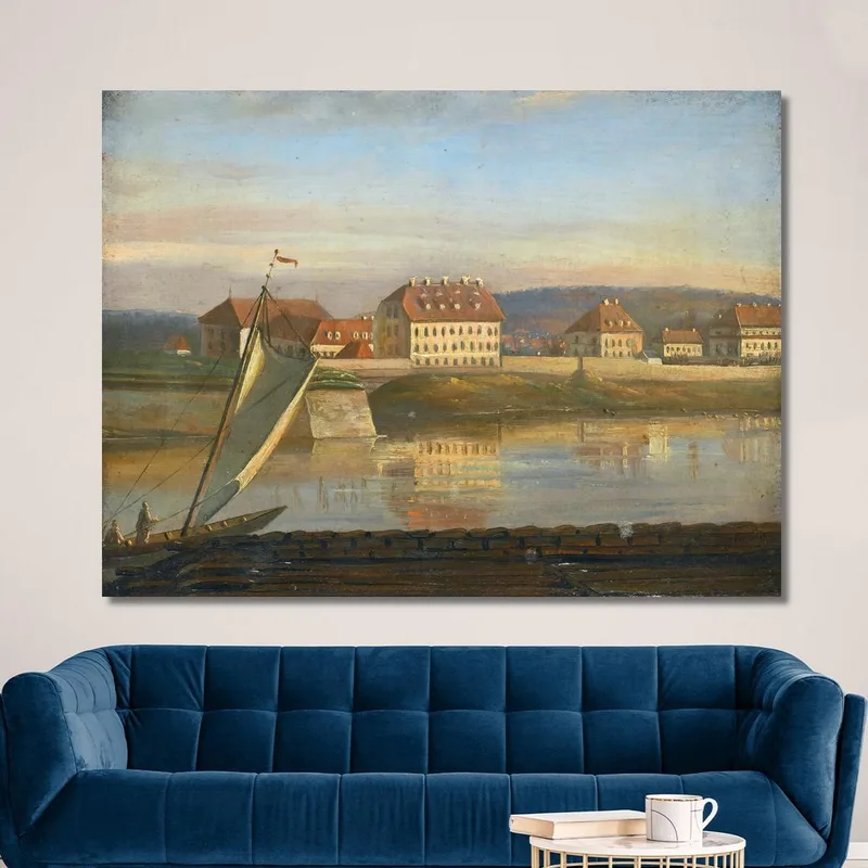 Blick Über Die Elbe Und Die Kaserne Johan Christian Dahl