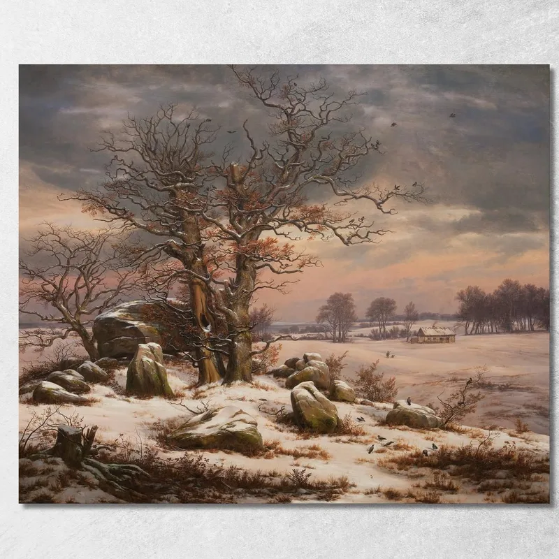 Paesaggio Invernale Vicino A Vordingborg, Danimarca Johan Christian Dahl quadro stampa su tela