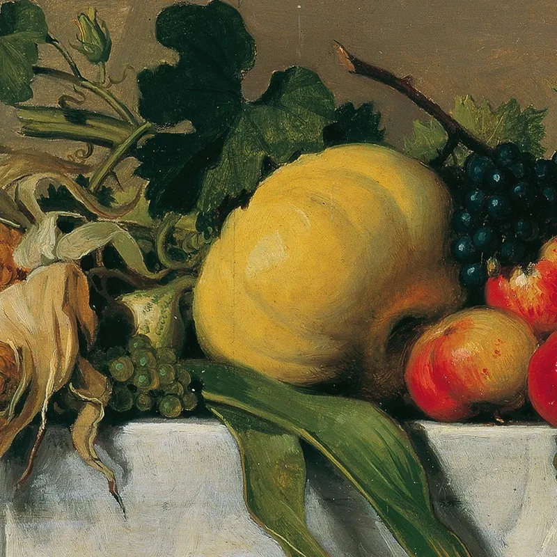 Bodegón Con Frutas Y Verduras Sobre Tela Blanca. Johann Peter Krafft