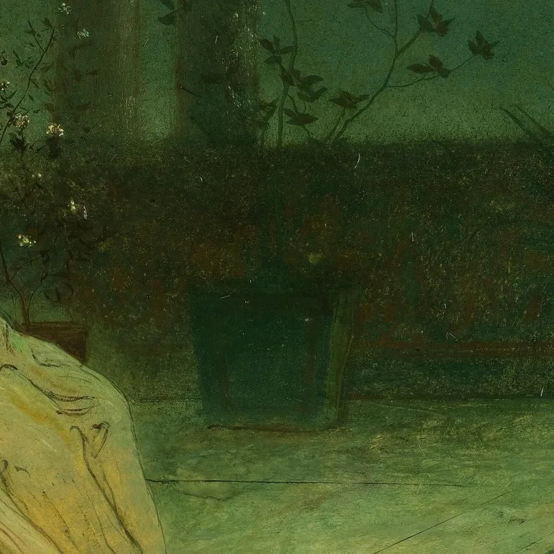 Una Doncella Clásica Sentada En Una Terraza A La Luz De La Luna John Atkinson Grimshaw