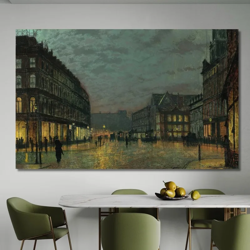 Boar Lane Leeds Bei Lampenlicht John Atkinson Grimshaw