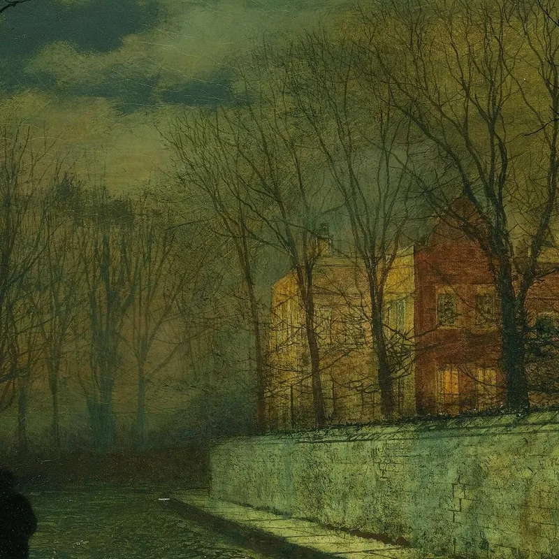 Figuren In Einem Mondbeschienenen Weg Nach Regen John Atkinson Grimshaw