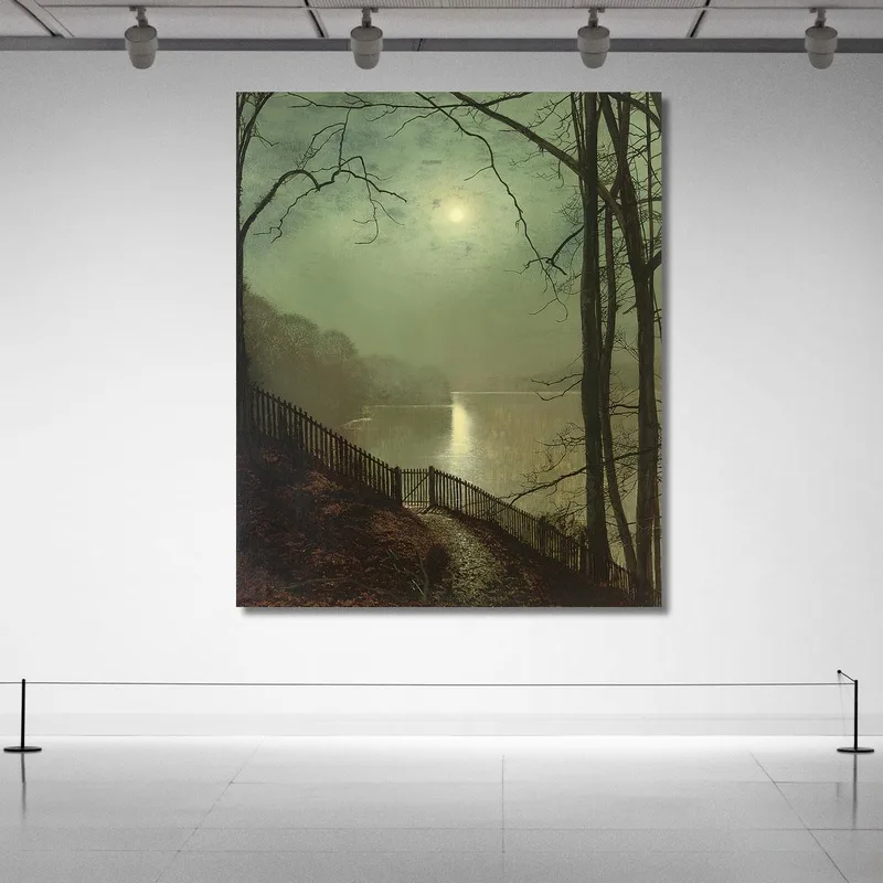 Luz De Luna Sobre El Lago Roundhay Park Leeds John Atkinson Grimshaw