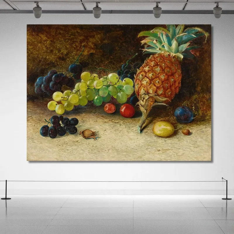 Stillleben Mit Ananas Trauben Nüssen Und Pflaumen John Atkinson Grimshaw